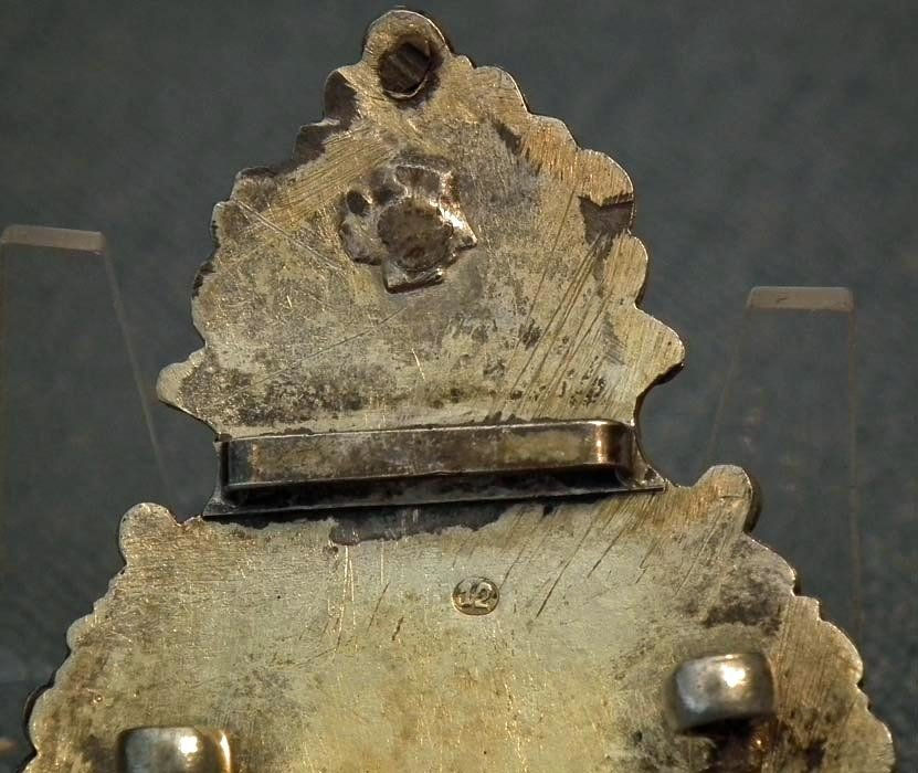 Thumbnail: Antique Hungarian or Polish Gilt Silver Jeweled Mantle Clasp Buckle