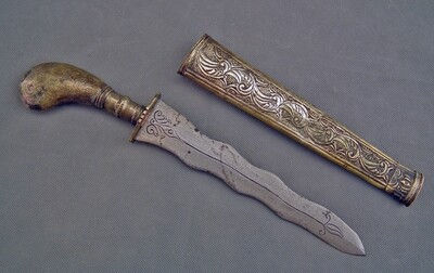 Thumbnail: Antique Philippine Muslim Moro Islamic Dagger Sword Punal Keris Kris 19th Century