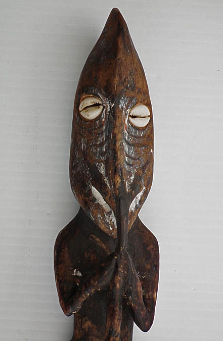 Tribal Oceanic Papua-New Guinea Sepik River Lime Container Spirit Playing Flute