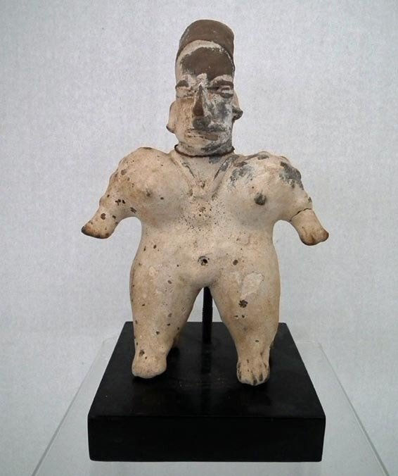 Antique Pre-Columbian Jalisco Polychrome Ceramic Female Figure