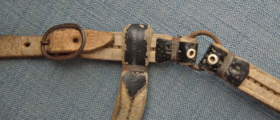 Thumbnail: Antique 17th Century European Horse Iron Curb Bit with Leather Bridle