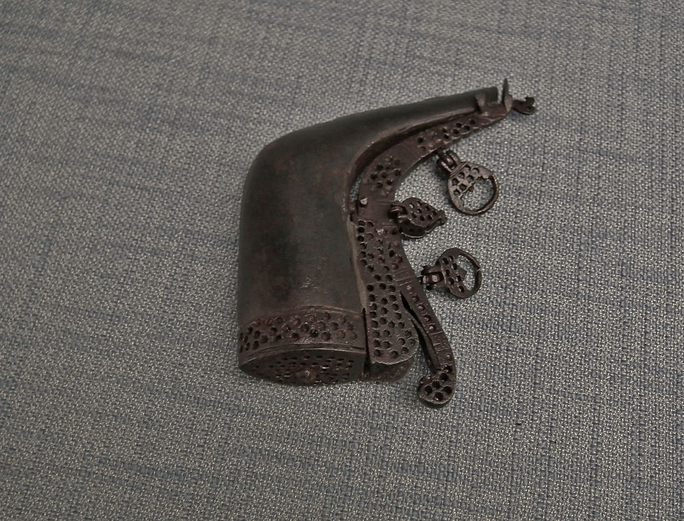 Thumbnail: Antique 18th century Islamic Indo - Persian Steel Gun Powder Flask
