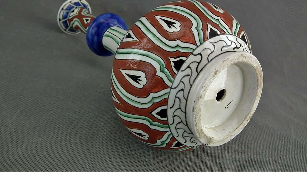 Thumbnail: Antique Samson Ceramic Vase In Turkish Ottoman Iznik Style Islamic Bottle Surahi