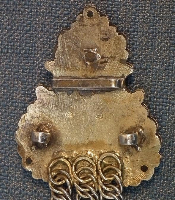 Thumbnail: Antique Hungarian or Polish Gilt Silver Jeweled Mantle Clasp Buckle