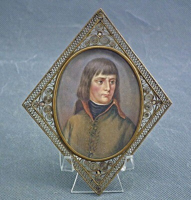 Antique Napoleonic Miniature Portrait of Napoleon Bonaparte as the First Consul