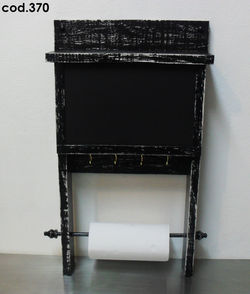 cod.370 pizarron estante porta taza y porta rollo vintage.