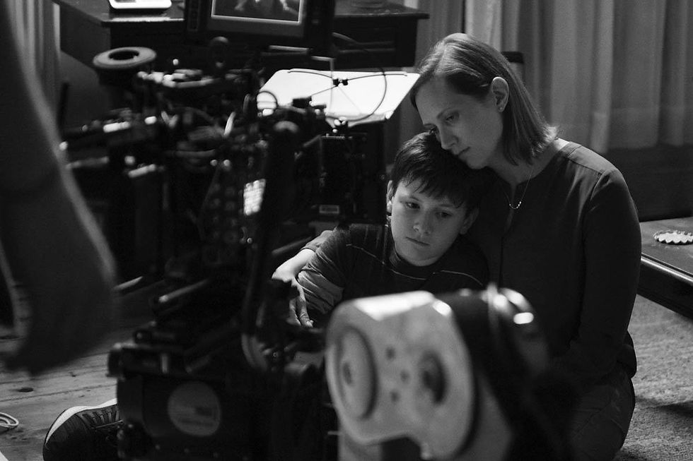 Diana Porter and Tyler Kehoe on set shooting The Shade Directed by Tyler Chipman