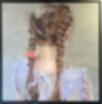 Girl with Pigtails 50 x 50 oil on panel.