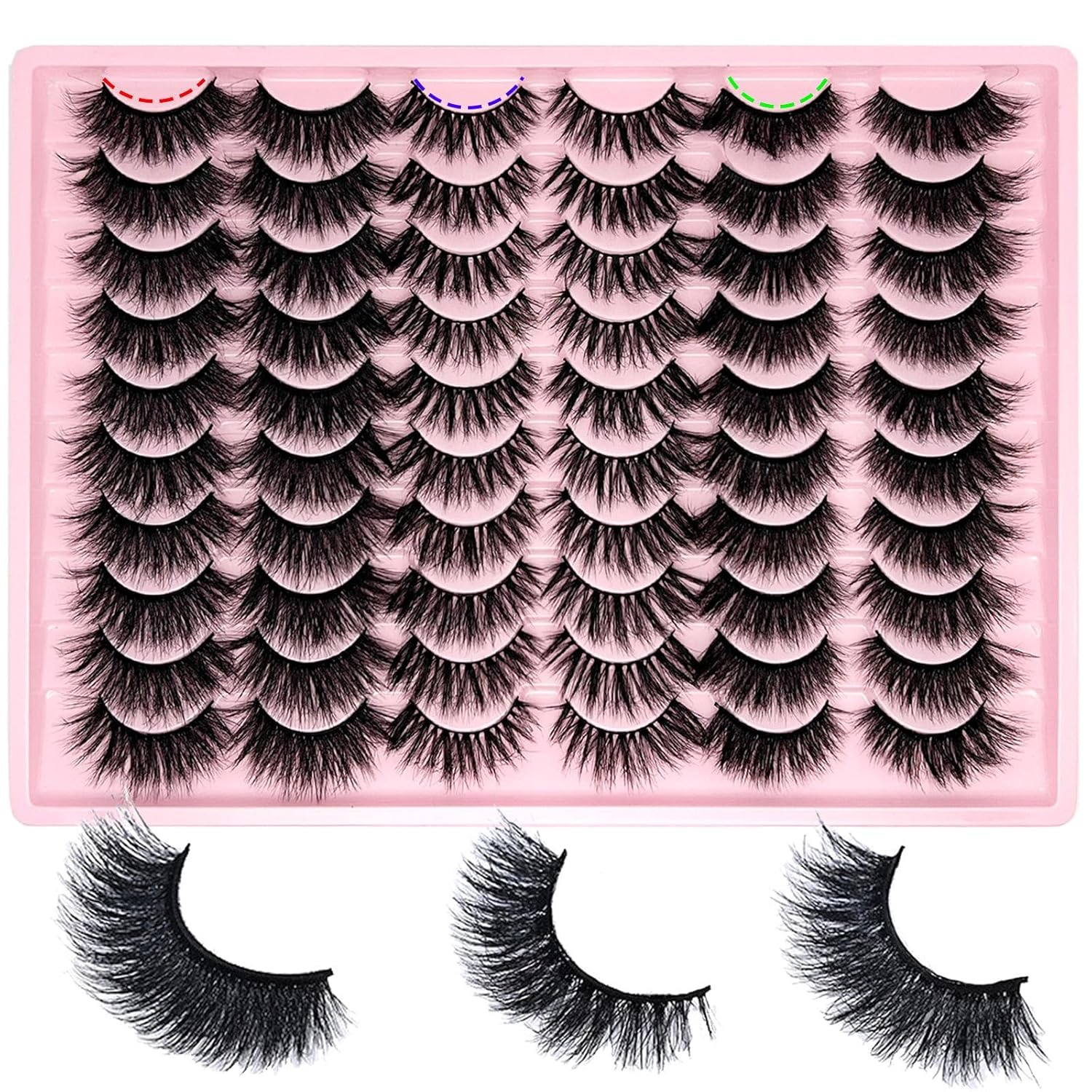 Mink Lashes - Fluffy Wispy Strip Lashes Natural Look 3D, 18Mm, C Curl (3 Styles)