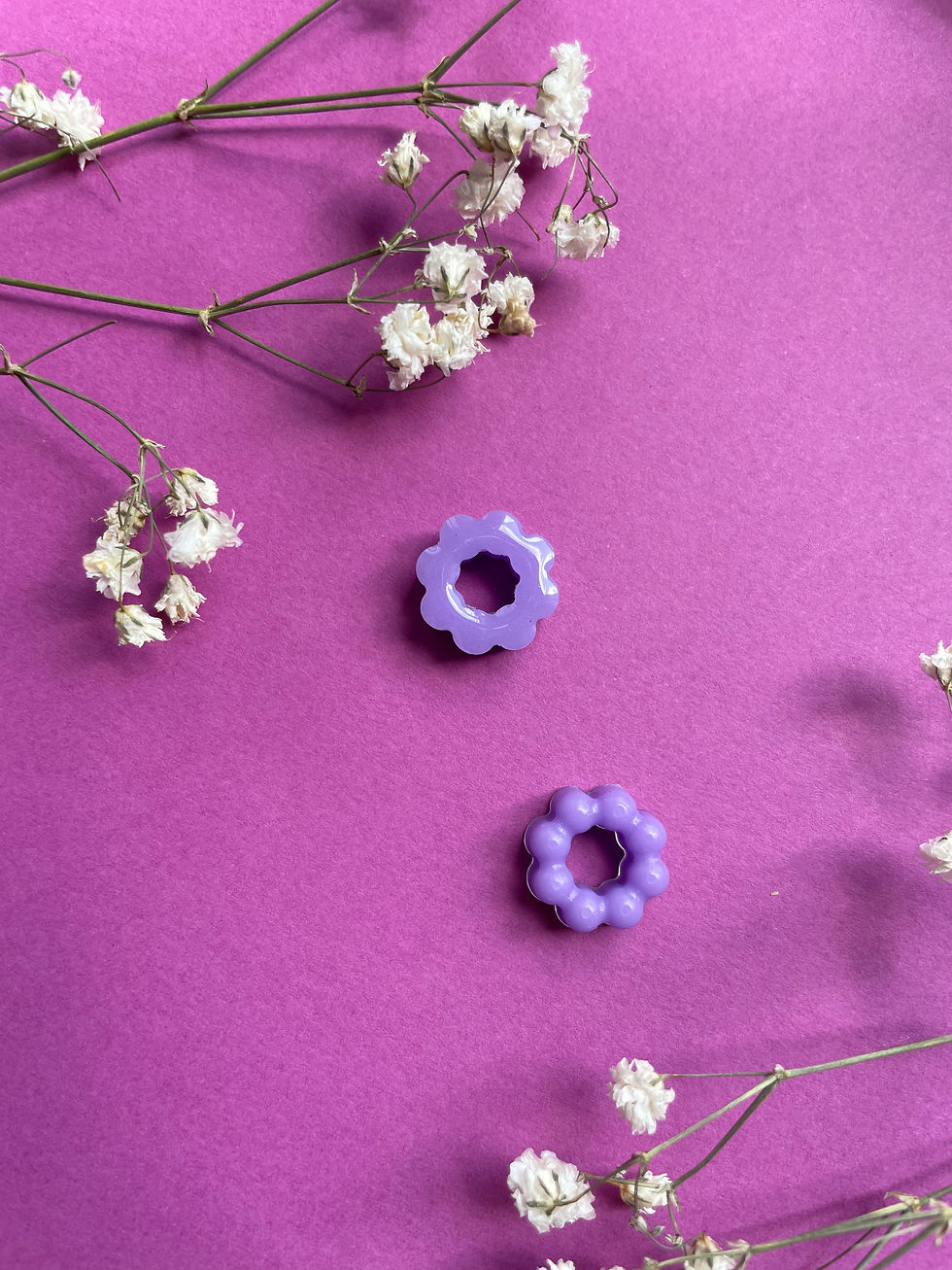 Miniature : Pampilles rondes paillettes mauves et bleues (sans créoles)