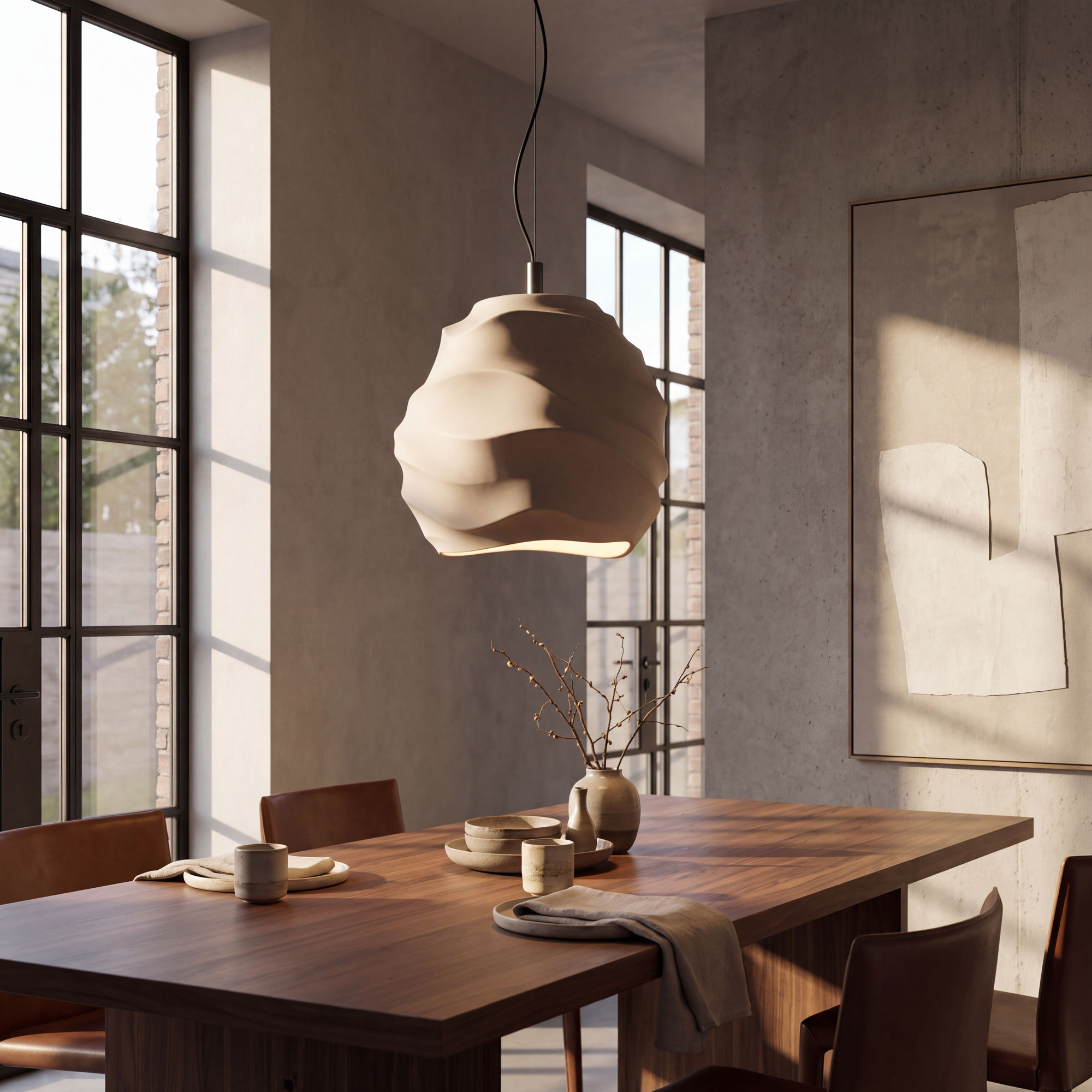 ROSE Wabi-Sabi Ceramic Pendant Light, Sculptural Pendant by Naayastudio