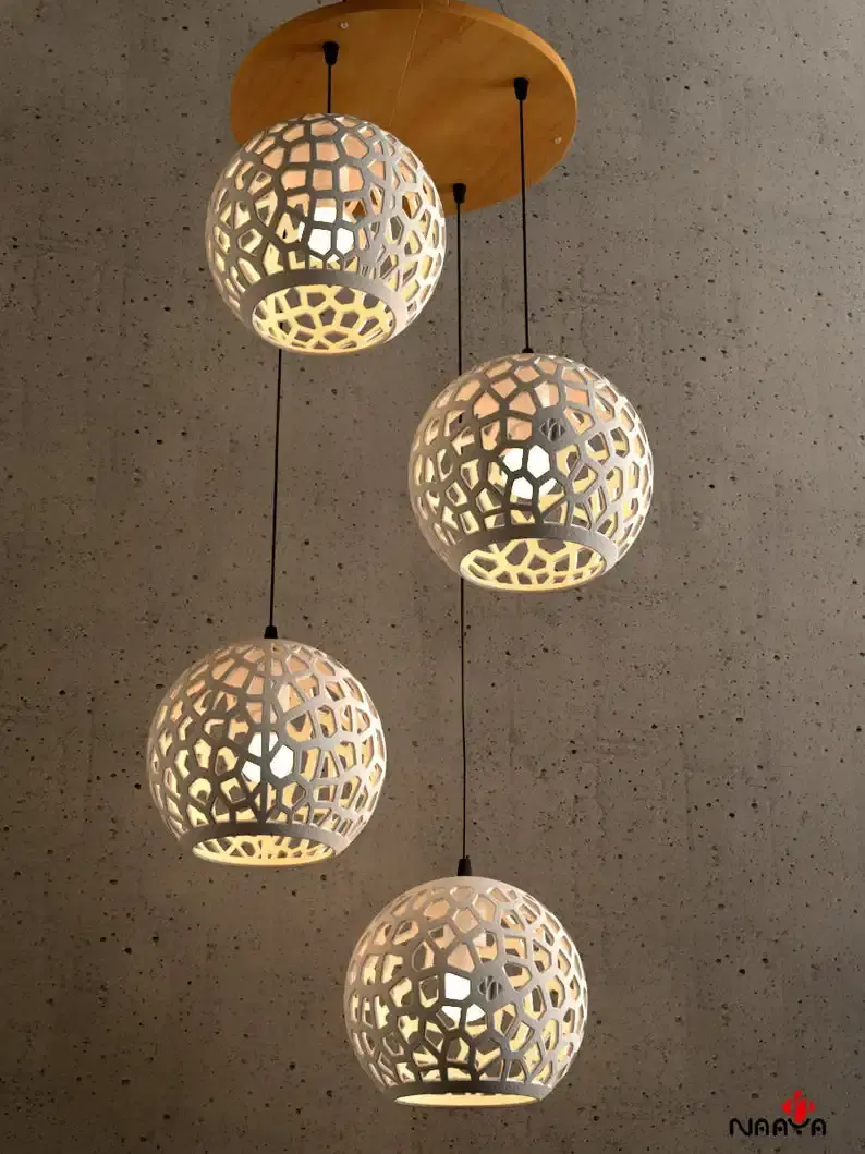 Thumbnail: Ceramic Designer Chandelier Light - Coral & Scala