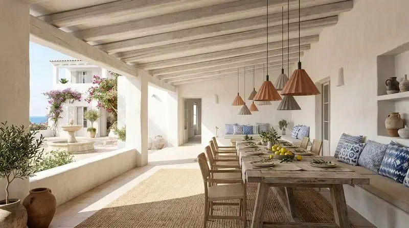 Thumbnail: Ceramic Hanging Pendant Light - Conix Ridges