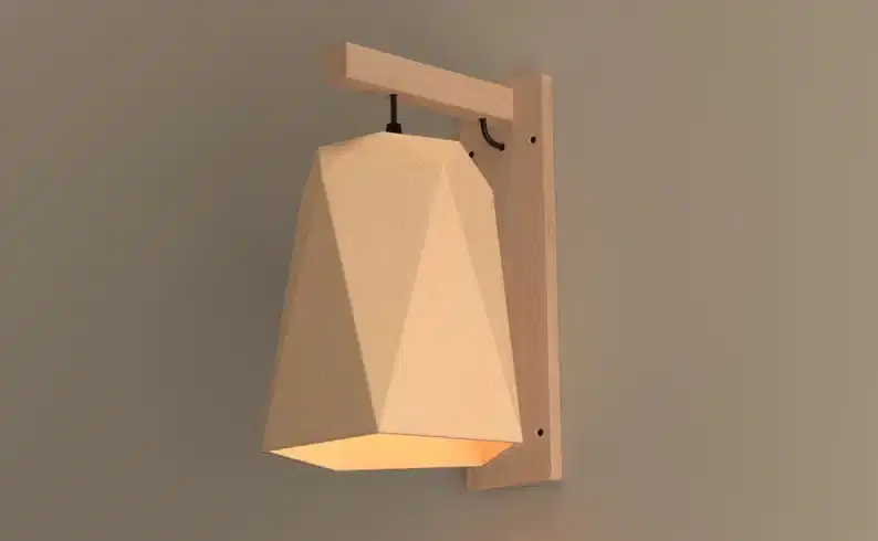 Thumbnail: Ceramic Geometric & Wooden Wall Sconce - Penta