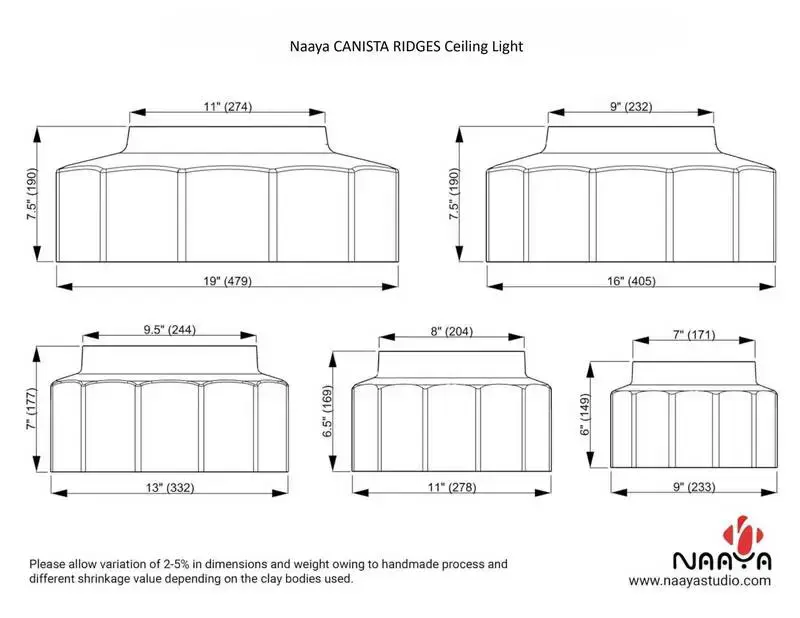 Thumbnail: Ceramic Ceiling Light - Canista Ridges