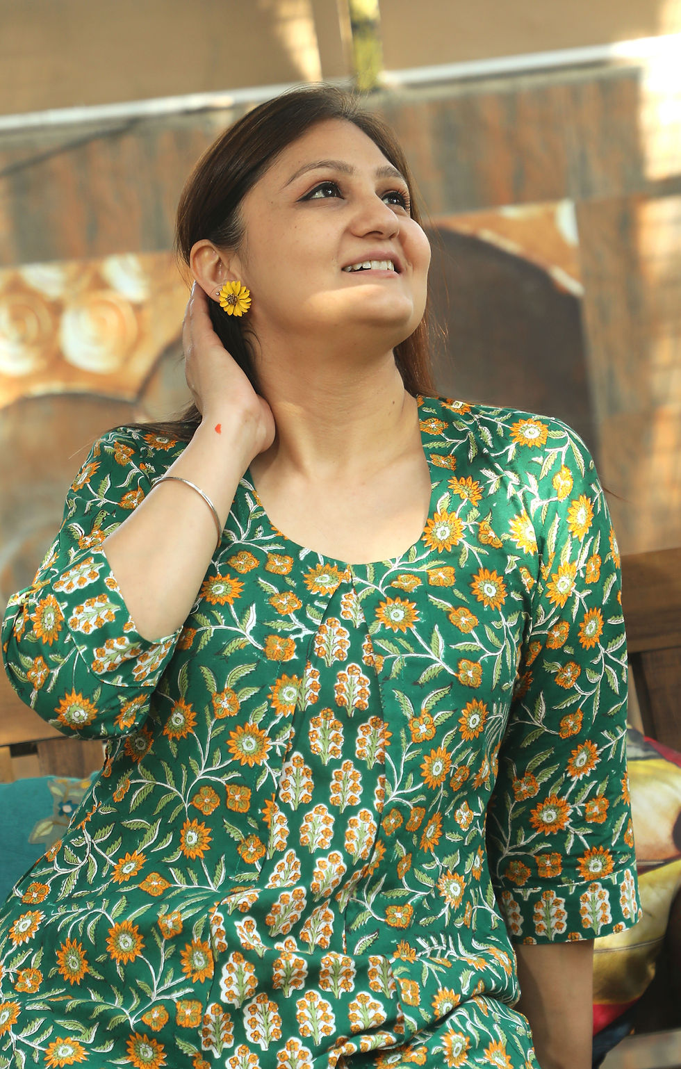 Thumbnail: Ridhima Cotton handblock kurta with faux jacket
