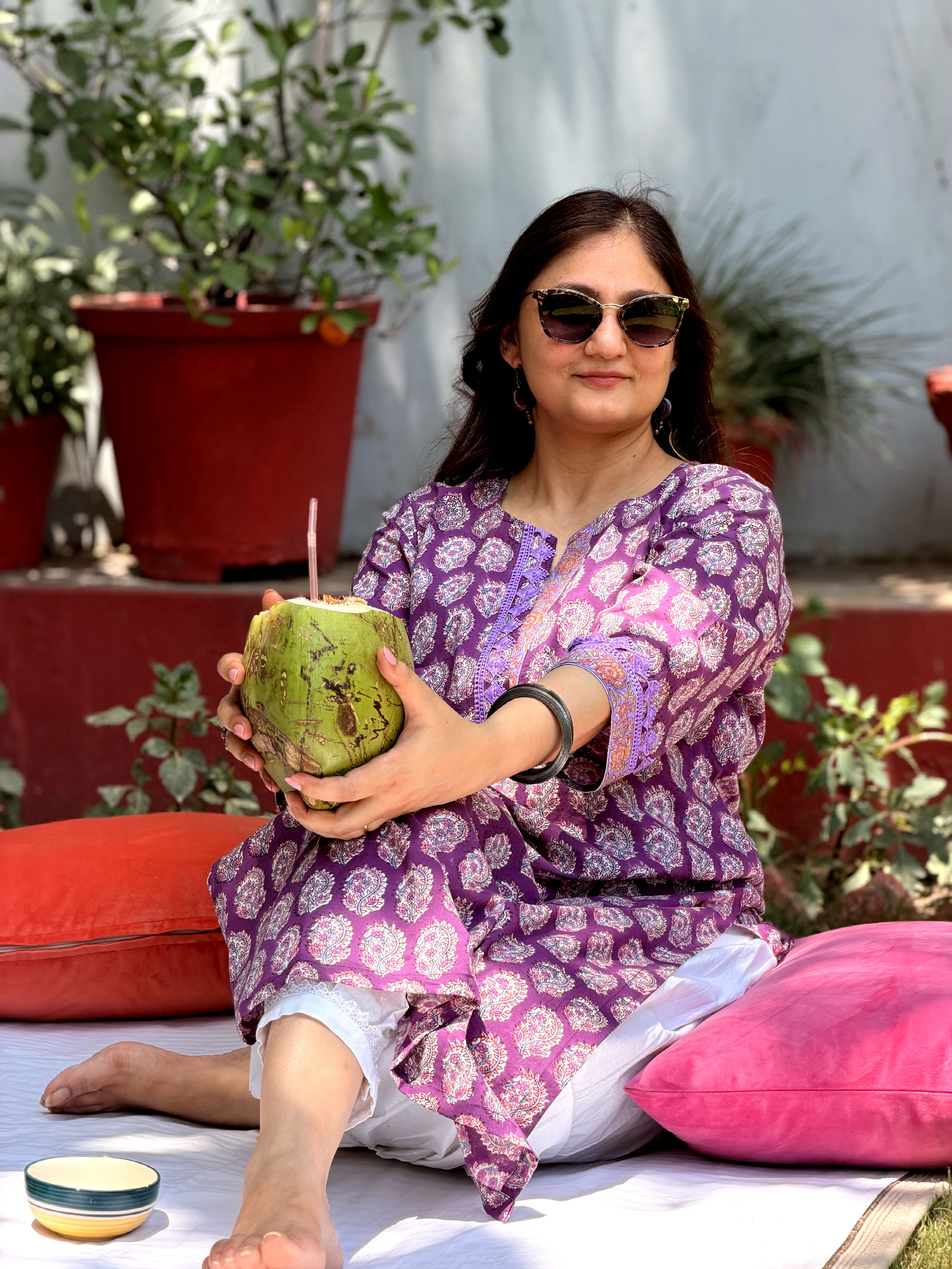 "Dhoop" - Mauve mulcotton kurta