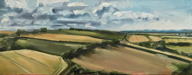 Harvest Fields Sloping Towards West Compton