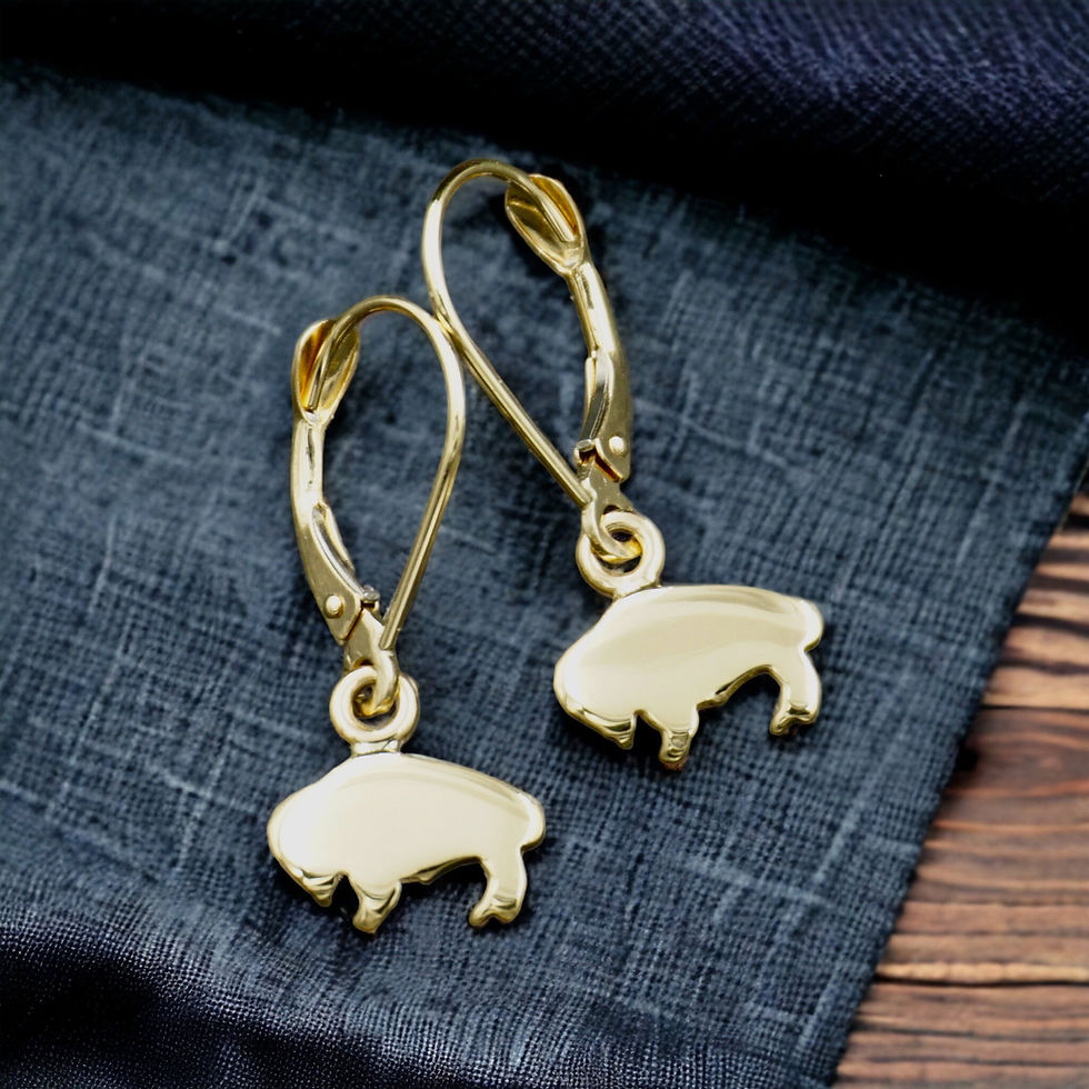 Mini Buffalo Dangle Earrings - 18k Gold