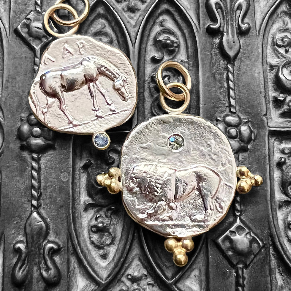 Sapphire Lion Coin Necklace - Courage, Strength, Protection & Wisdom