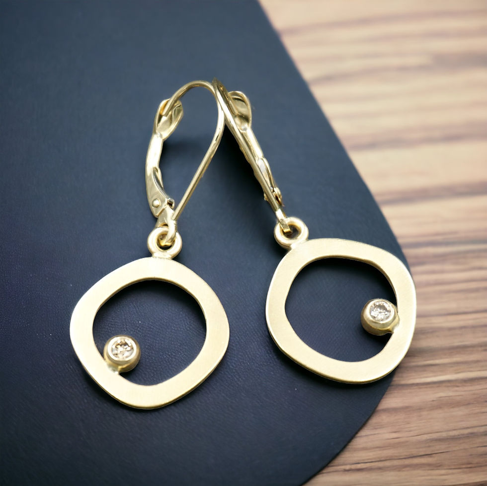 Circle Earrings - 18k Gold & Champagne Diamonds