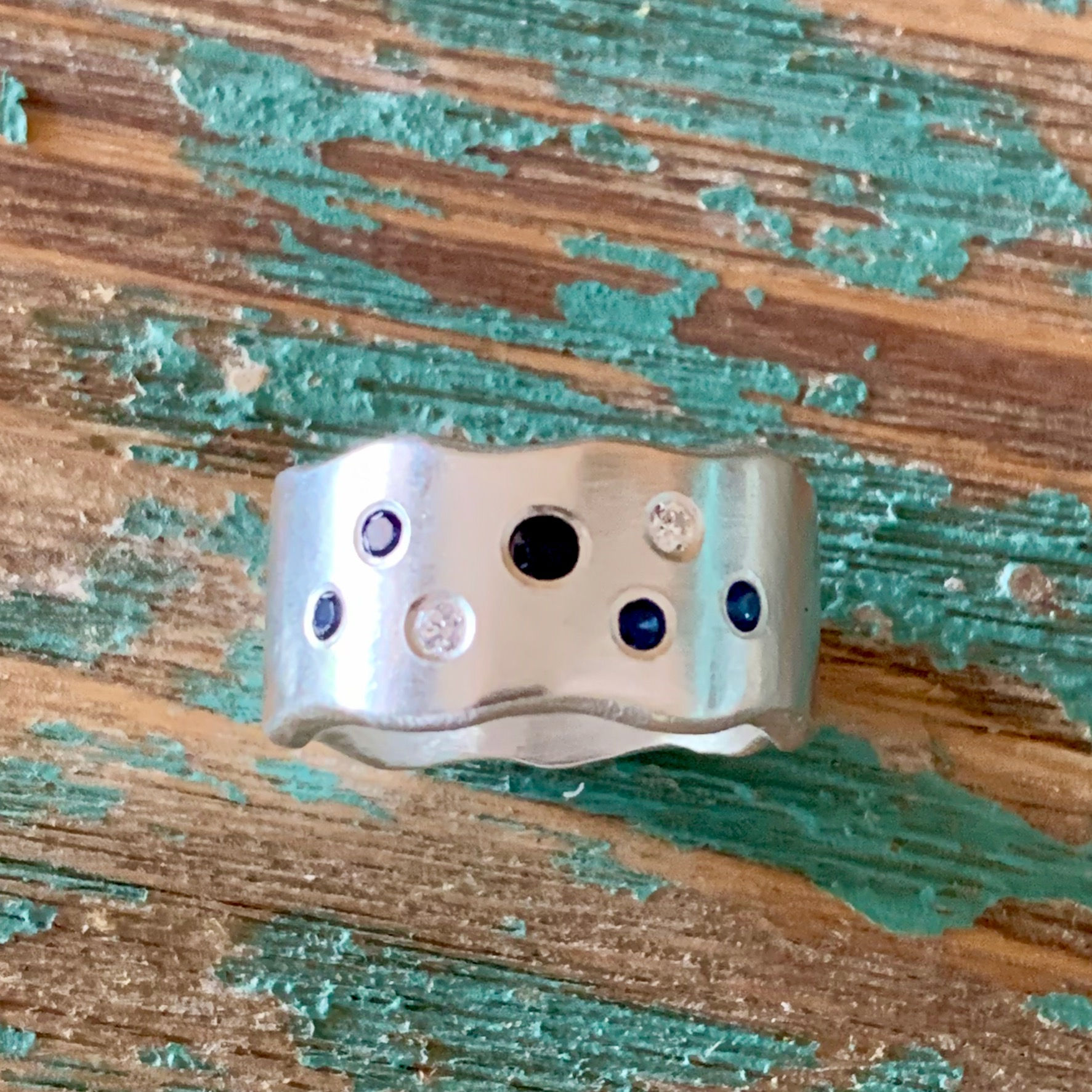 Sapphire & Diamond Wave Ring