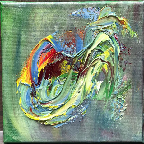 Be Free 3; Acrylic and oil on canvas. 6” x 6"