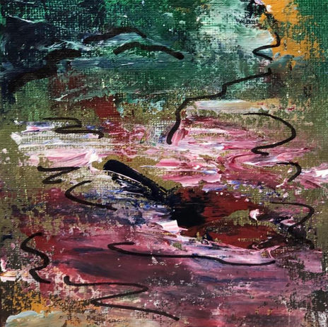 BE WATER 2; Acrylic on canvas board, 5” x 7”