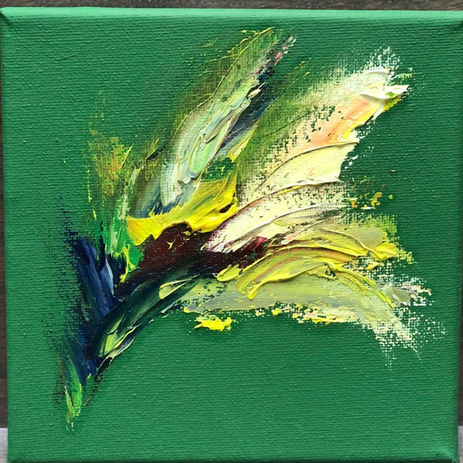 Be Free 1; Acrylic and oil on canvas. 6” x 6"
