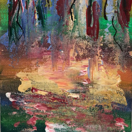 BE WATER 6; Acrylic on canvas board, 5” x 7”