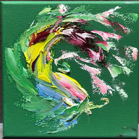 Be Free 2; Acrylic and oil on canvas. 6” x 6"