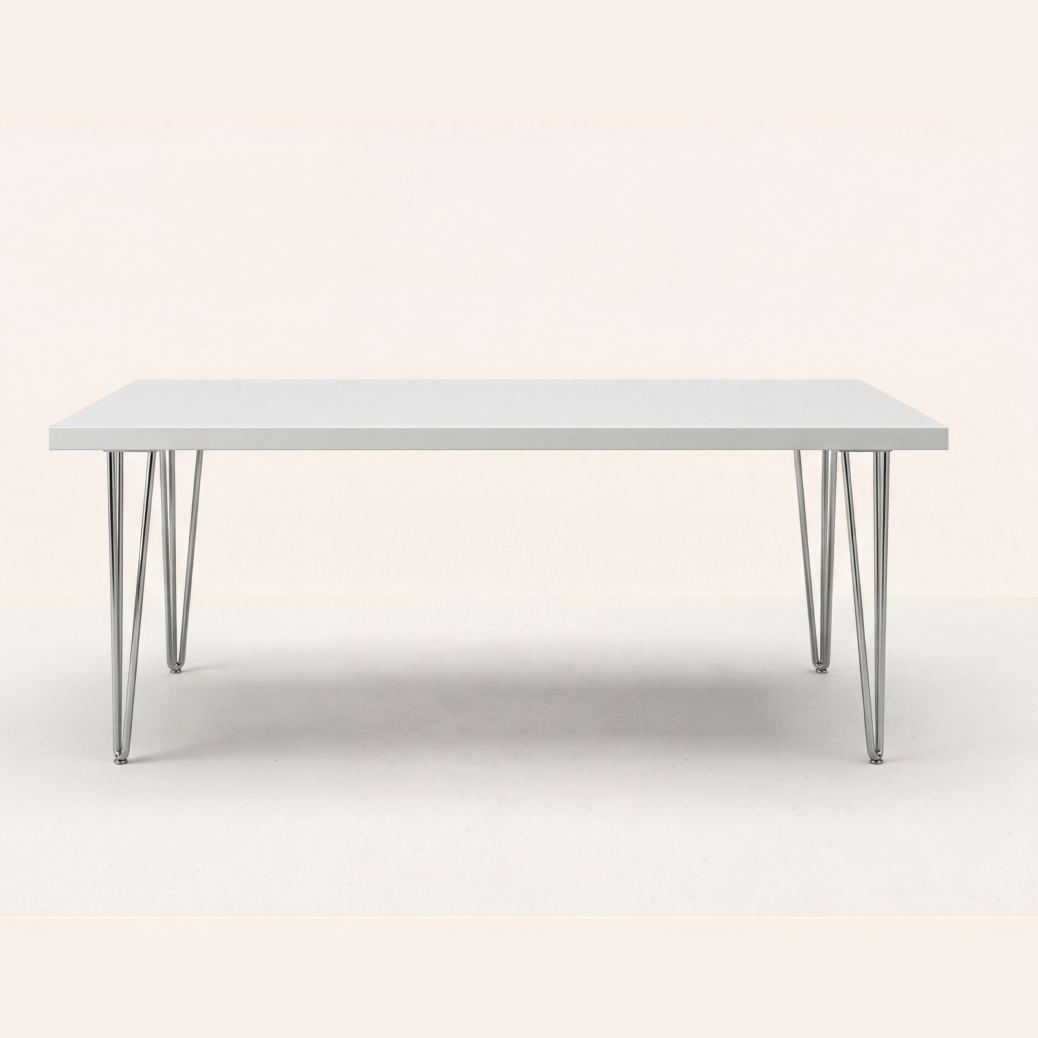 HAIRPIN RECTANGLE TABLE WHITE