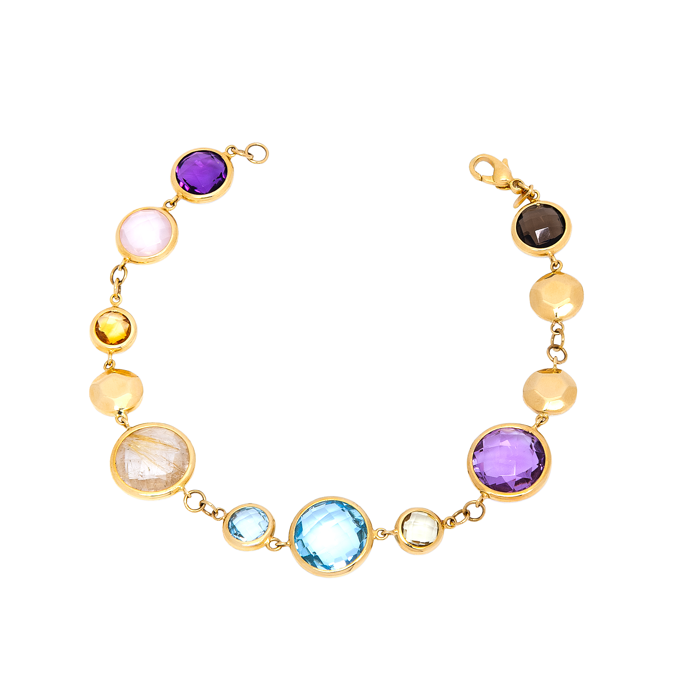 Pulseira de Ouro Amarelo 18k Drágeas Coloridas