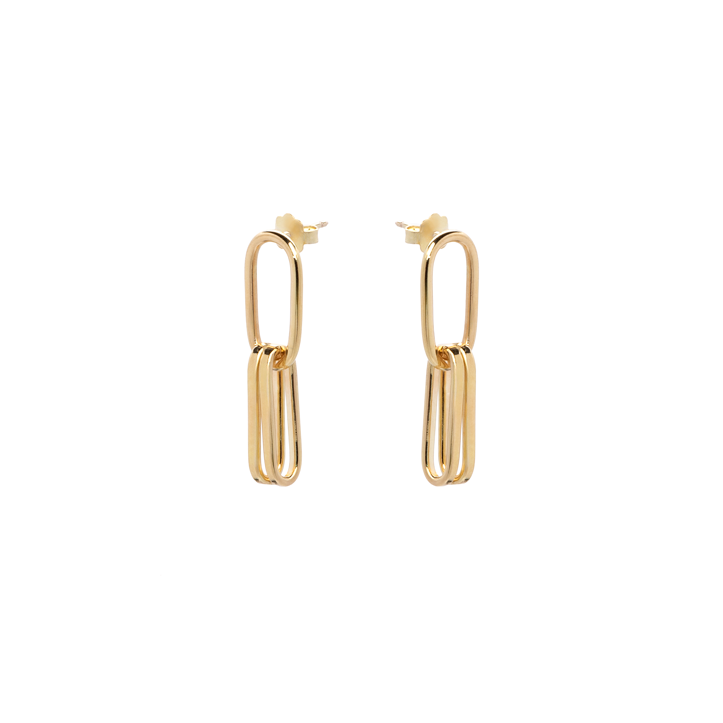Brinco de Ouro Amarelo 18k Argolas Ovais Pendentes