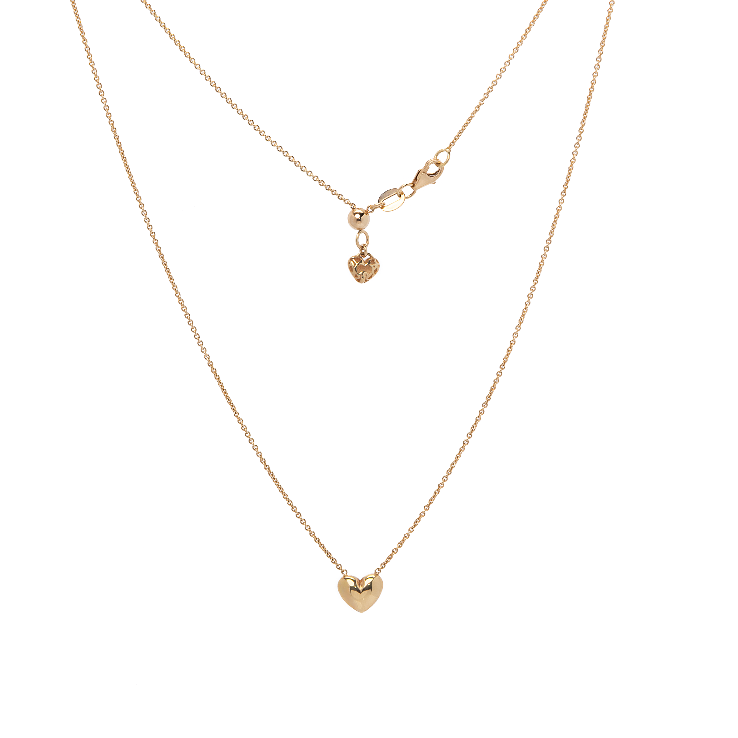 Gargantilha de Ouro Amarelo 18k Elo Coração com Ajuste