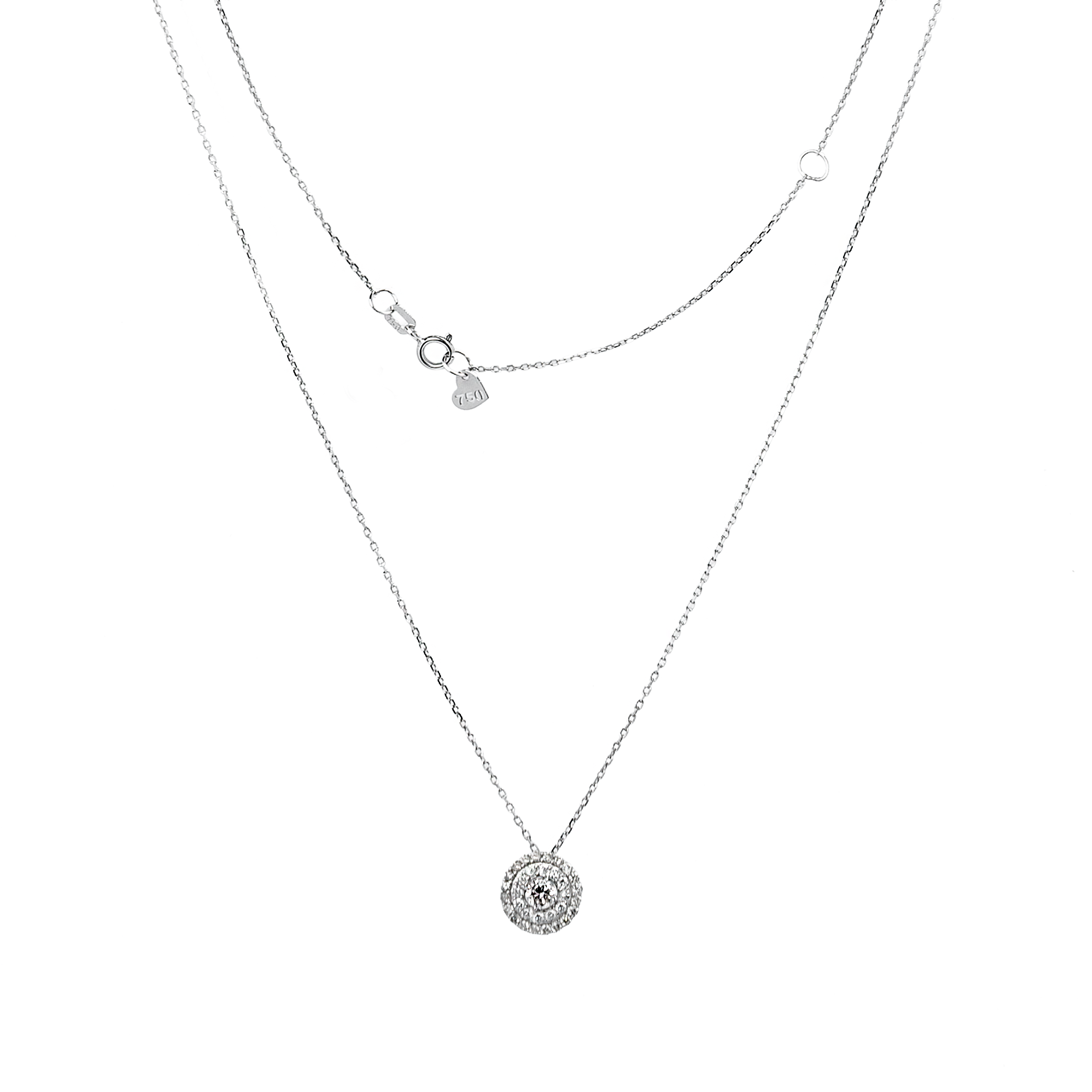 Gargantilha de Ouro Branco 18k Redondo Pavê de Diamantes