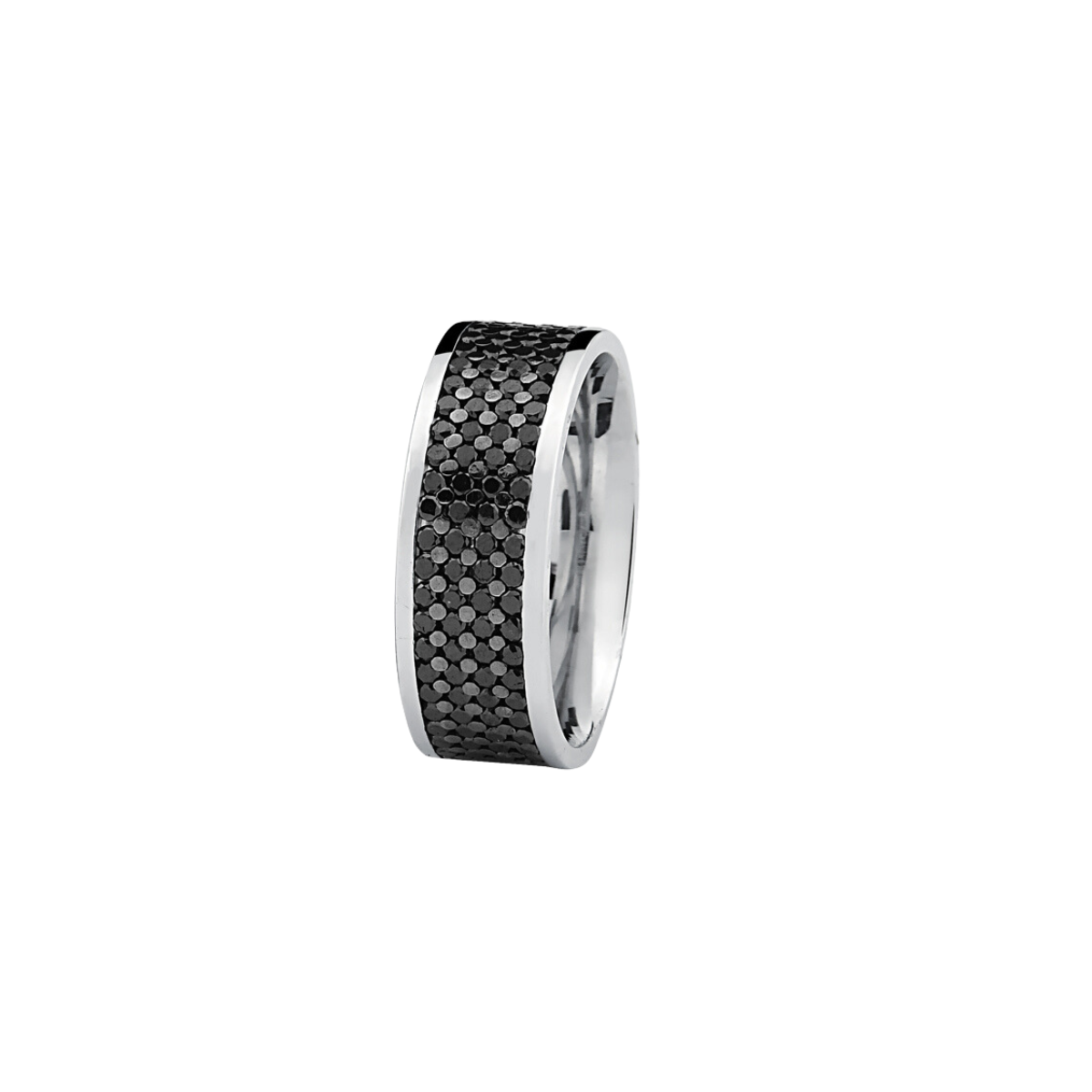 Aliança de Ouro Branco 18K Diamante Negro