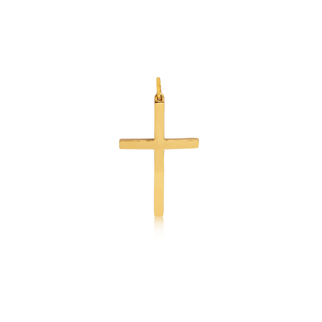Pingente de Ouro Amarelo 18K Crucifixo Liso