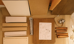 Flatpack furniture ready for assembly