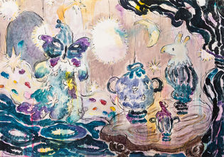 Butterfly Mask, Still Life, Stars and Moon