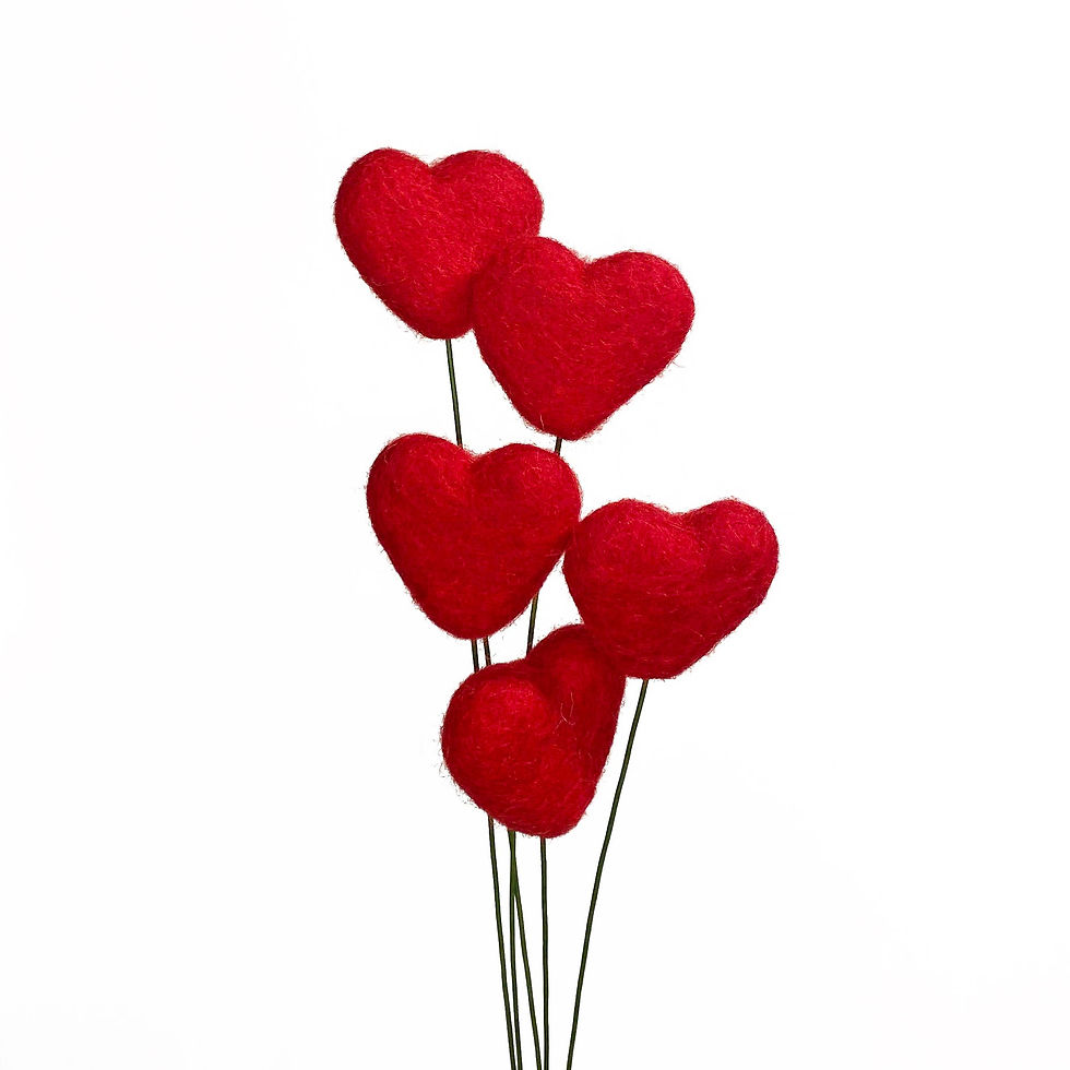 Thumbnail: Felt Heart Stem Singles Red Hot: Thin