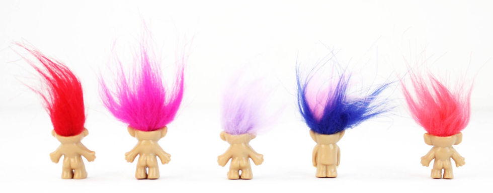 Thumbnail: Mini Troll Dolls - 1”x2.5” Tall 1980s 1990s Novelty POP Toy