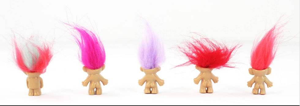 Thumbnail: Mini Troll Dolls - 1”x2.5” Tall 1980s 1990s Novelty POP Toy