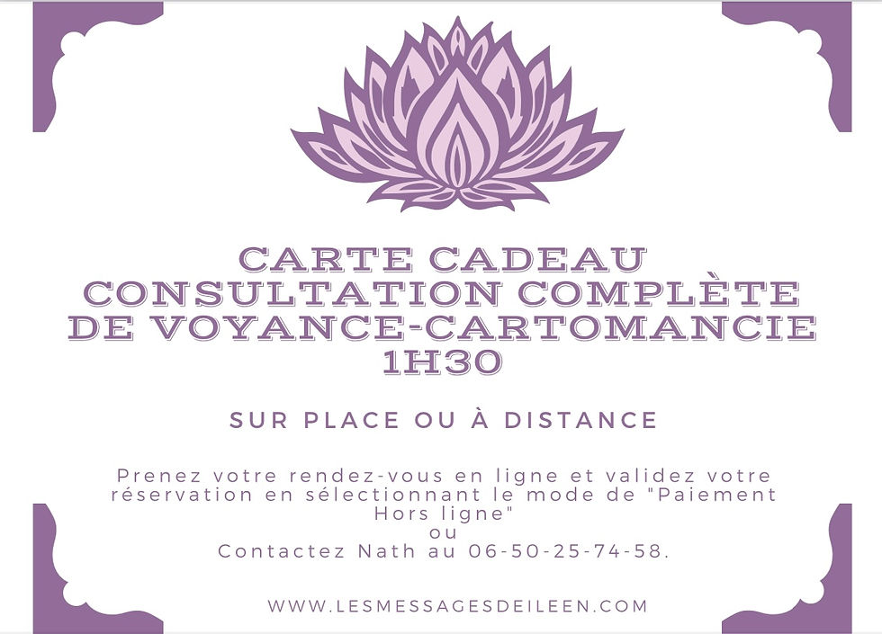 Miniature : Carte Cadeau Consultation Complète Voyance-Cartomancie 1h30