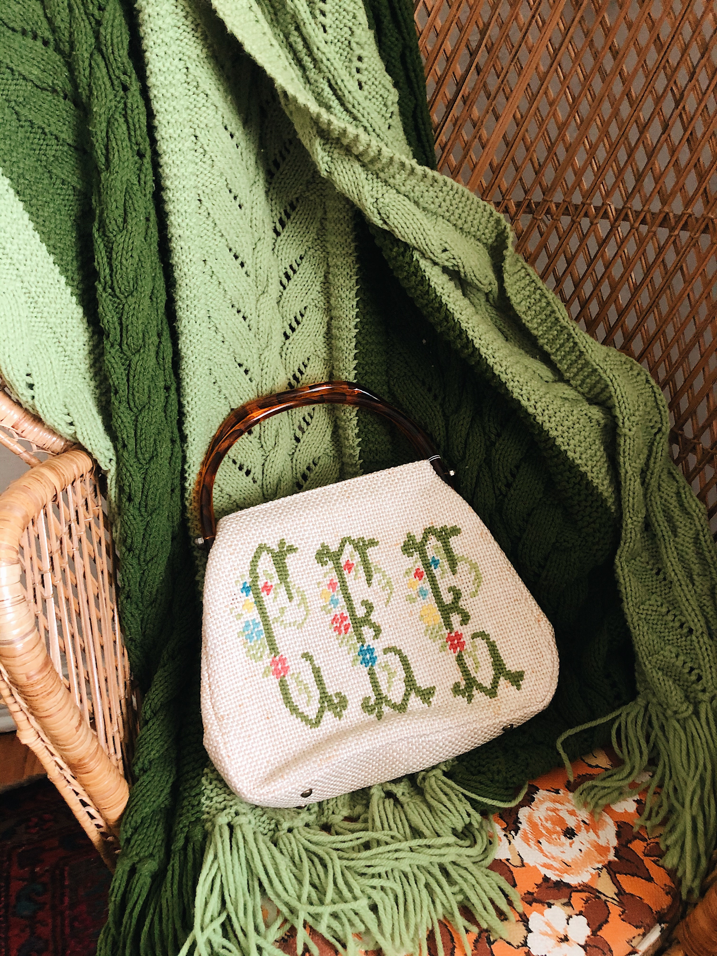 Cross stitched Purse