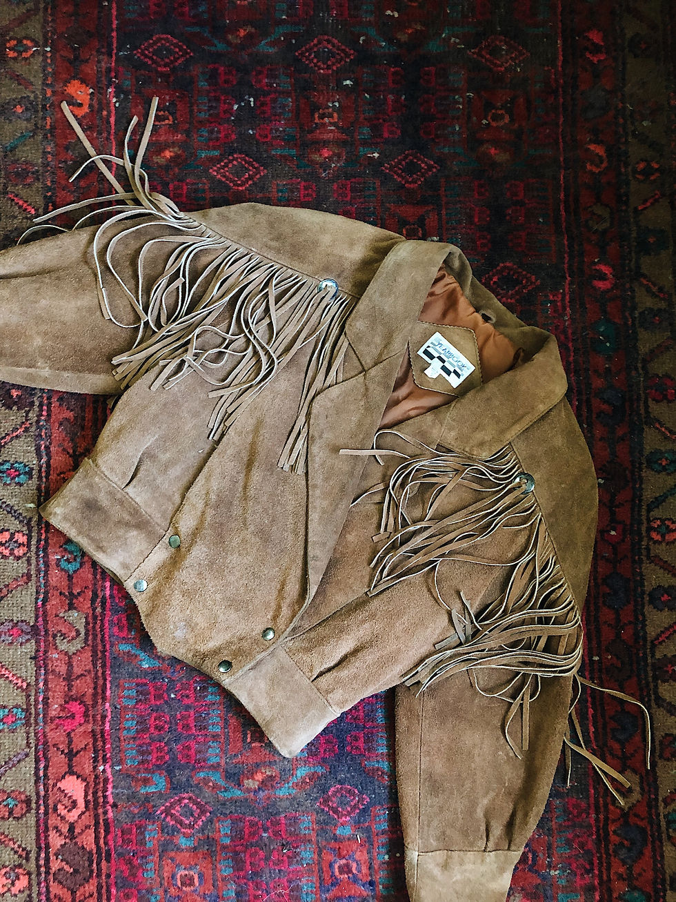 Miniatura: Brown Leather Fringe Jacket