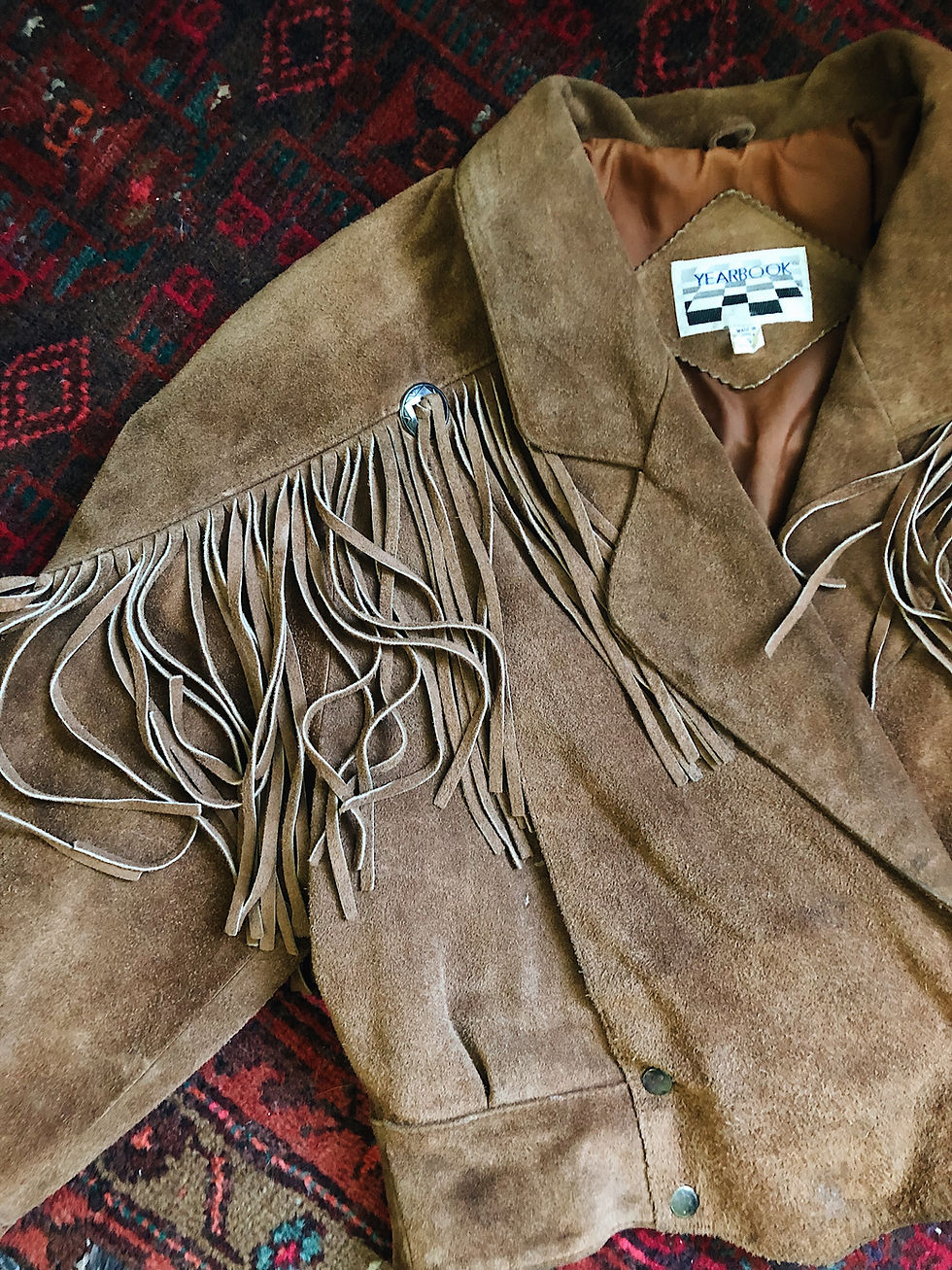 Miniatura: Brown Leather Fringe Jacket