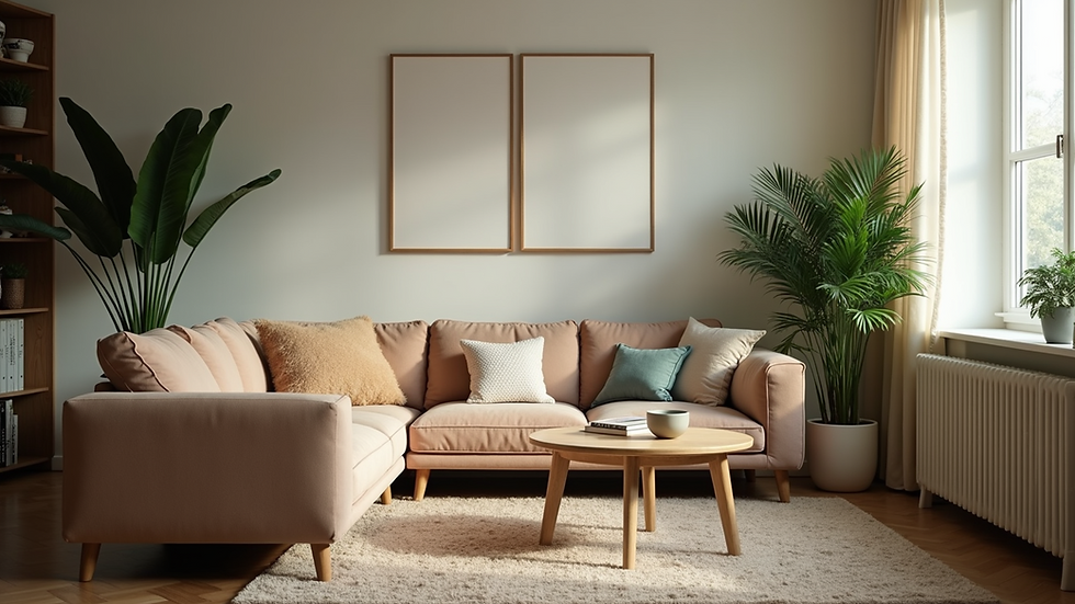 Indoor plants in a cozy living room