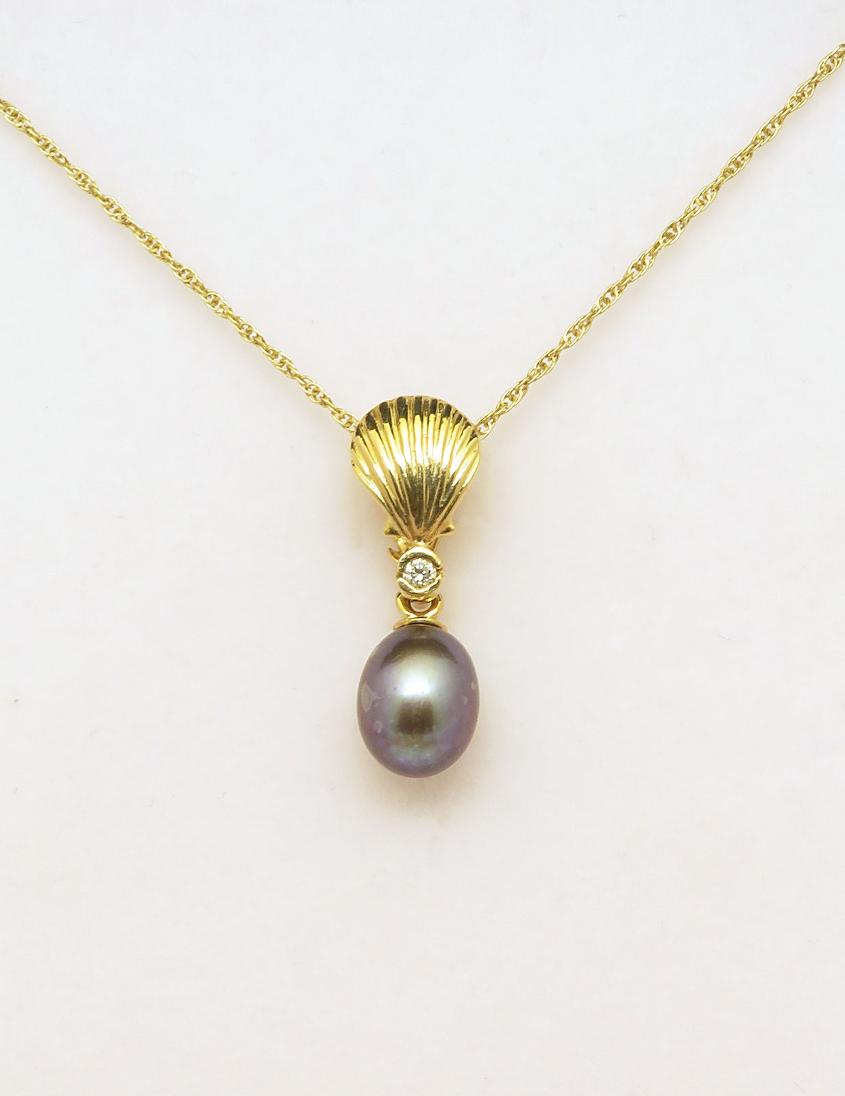 14ct Gold South Sea Pearl & Diamond Pendant