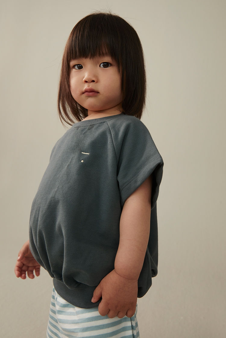 サムネイル： 【GRAY LABEL】Short Sleeve Sweater GOTS - Blue gray